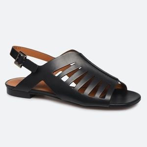 CLERGERIE Isaura Laser Cut Leather Sandals in Black Size 40 9.5